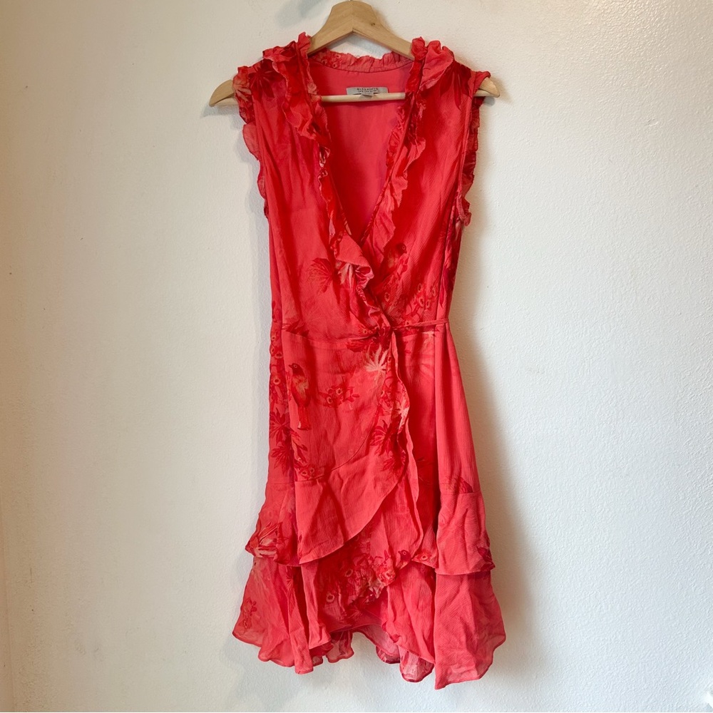 EUC All Saints Ari Floral Print Wrap Dress 4